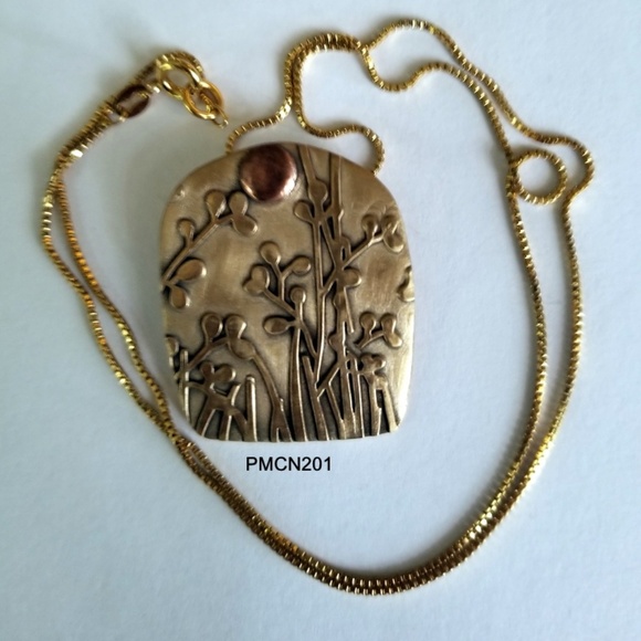 Handcrafted Bronze Garden PMC Pendant Necklace - Picture 1 of 4